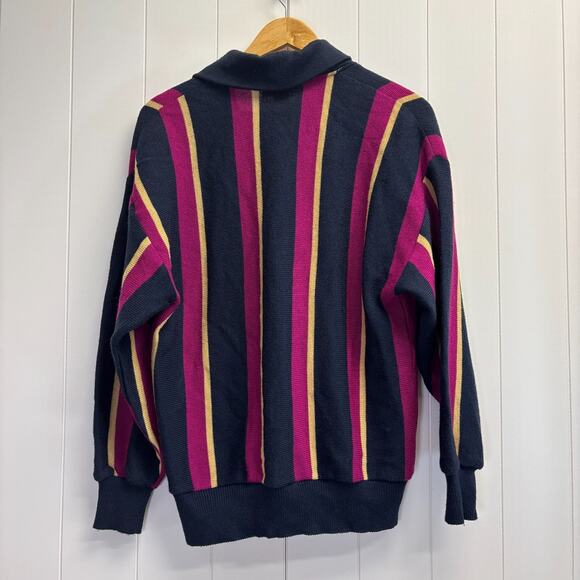 Vintage Lilli Ann Collections Womens 80s Preppy Striped Cardigan Size 10 Classic - Picture 2 of 8